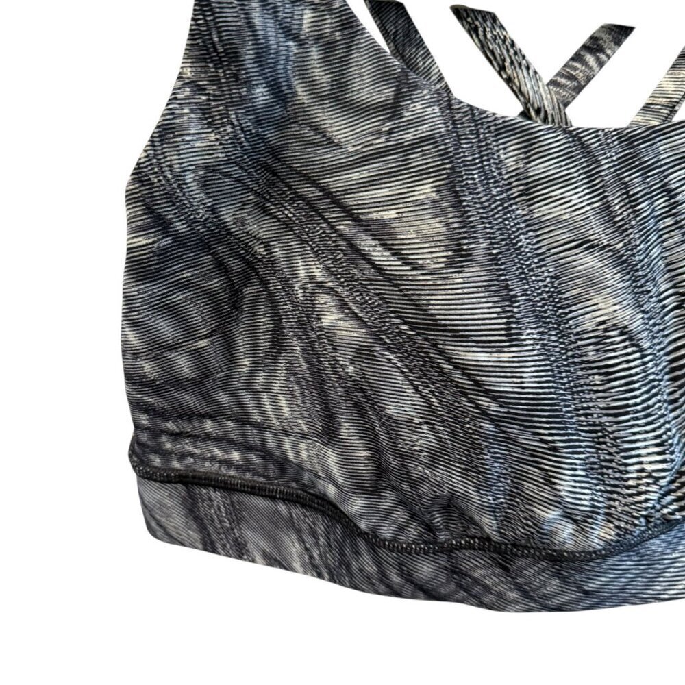 Lululemon Womens Size 6 Energy Stappy Sports Bra Black & White Abstract - Picture 2 of 6
